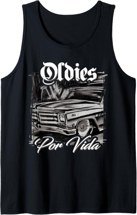 Oldies Por Vida Vintage Lowrider Car Mexican Chicano Men Tank Top