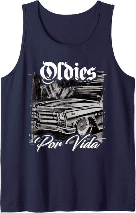 Oldies Por Vida Vintage Lowrider Car Mexican Chicano Men Tank Top