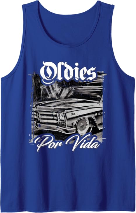 Oldies Por Vida Vintage Lowrider Car Mexican Chicano Men Tank Top