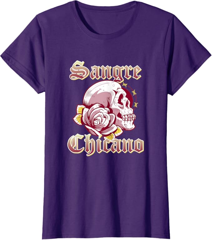 Sangre Chicano T-Shirt – Vintage Retro Mexican Skull Design for Women