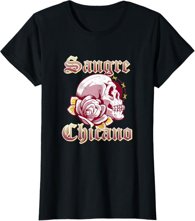 Sangre Chicano T-Shirt – Vintage Retro Mexican Skull Design for Women