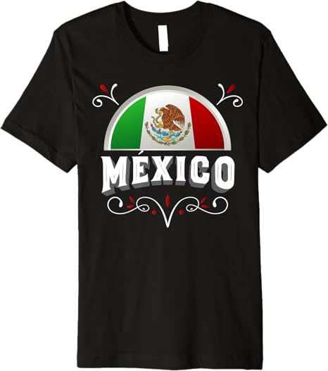 Mexico Bandera Mexican Flag with Mexico Lettering Premium Men T-Shirt
