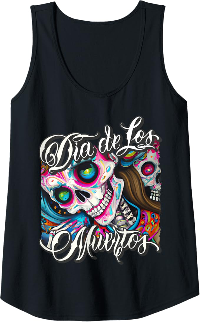 Mexican Calaveras Catrina Día de los Muertos Colorful Skull Women Tank Top