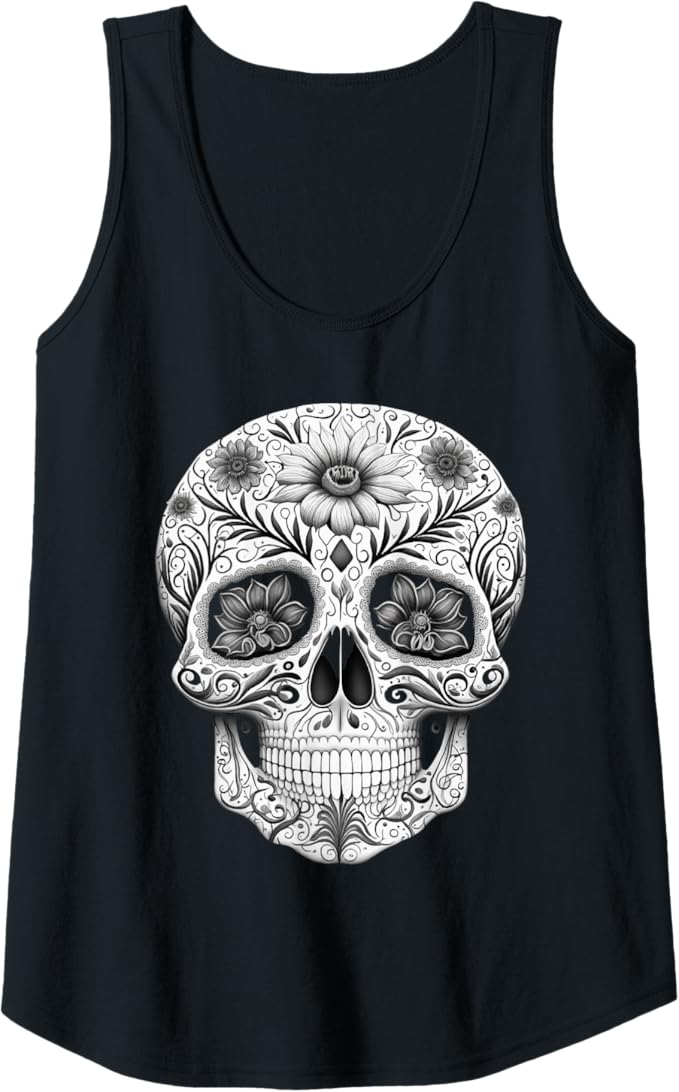 Dia De Los Muertos Mexican Skull Art Women Tank Top - Day of the Dead Design