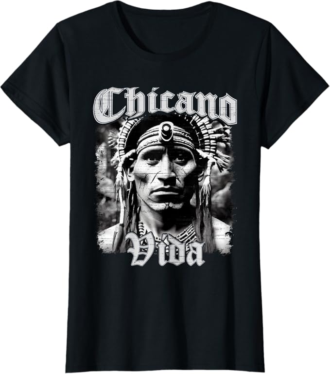 Chicano Vida Vintage Aztec Native American Mexican Women T-Shirt - Cultural Graphic Tee