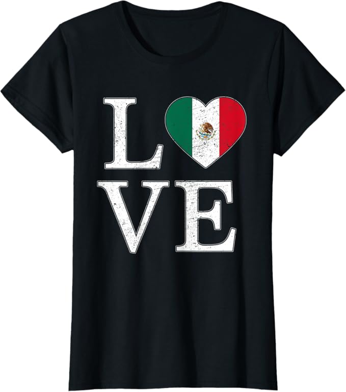 Mexico Love Women T-Shirt – Vintage Mexican Flag Heart Design