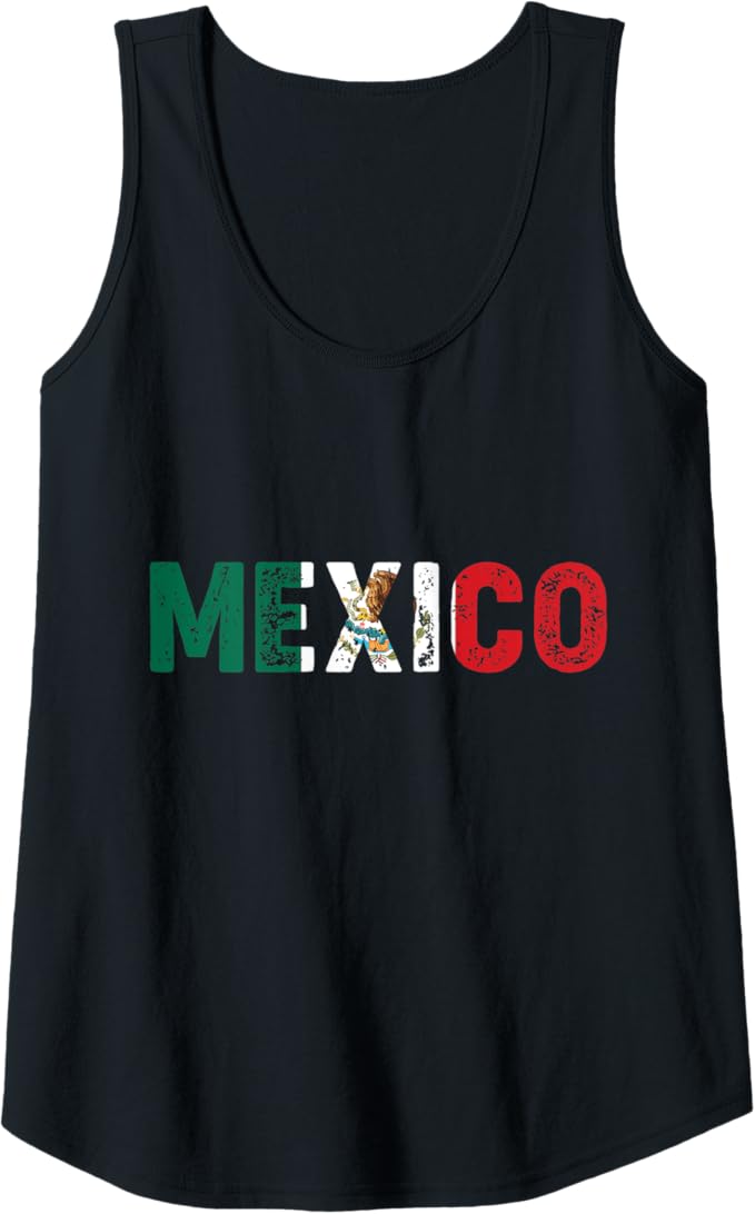 Mexico Vintage Letters Mexican Flag Bandera Mexicana Women Tank Top