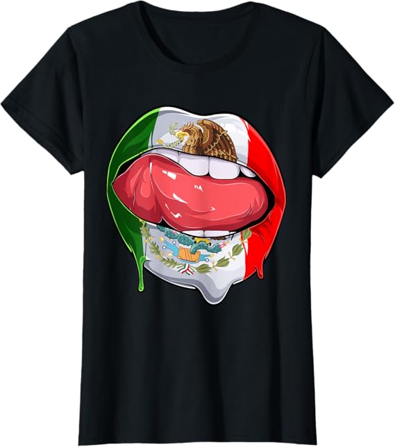 Mexico Flag Lips Women T-Shirt – Stylish Mexican Bandera Lips Design
