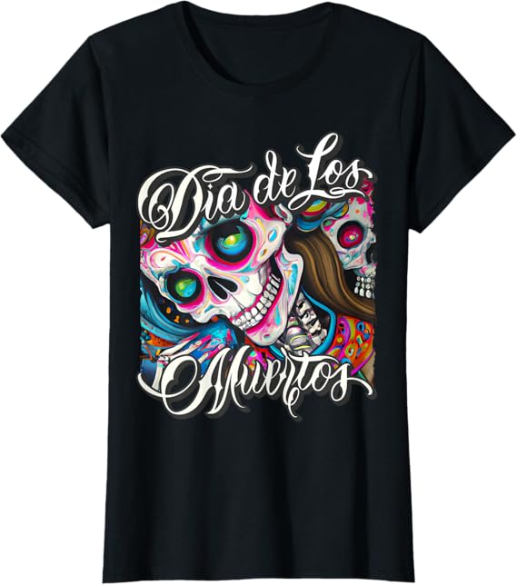 Colorful Catrina Skull Women T-Shirt – Mexican Dia de los Muertos Calaveras Design