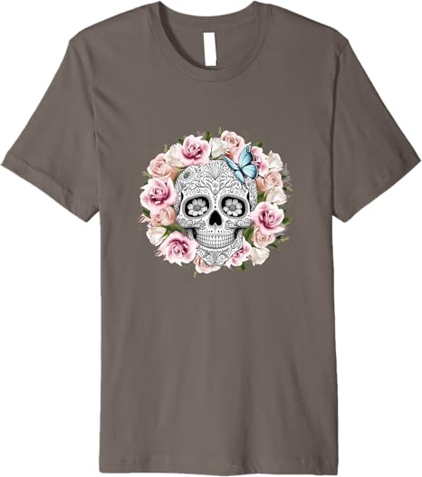 Floral Sugar Skull Day of the Dead Mexico Dia De Los Muertos Premium Men T-Shirt