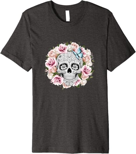 Floral Sugar Skull Day of the Dead Mexico Dia De Los Muertos Premium Men T-Shirt