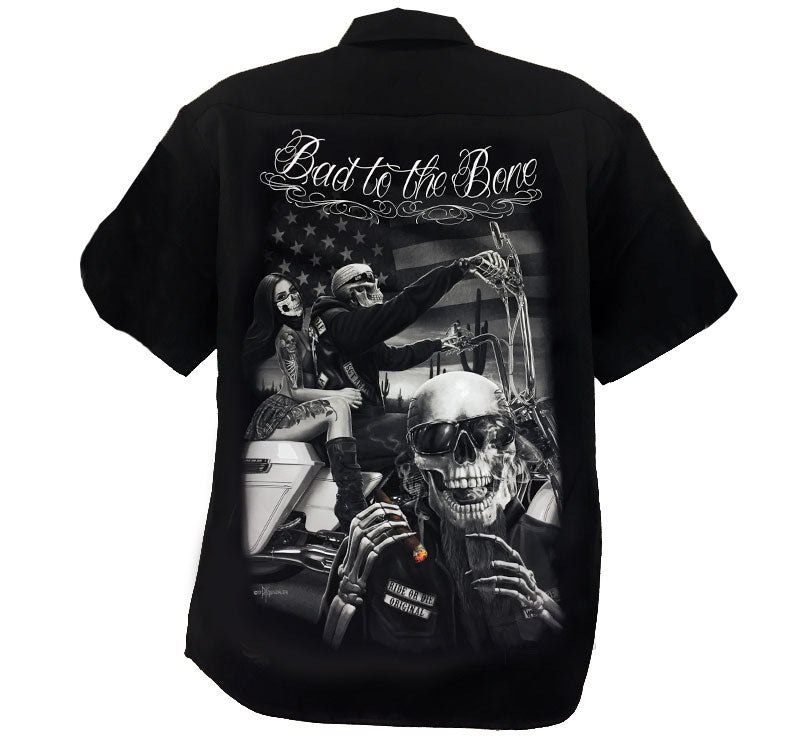 RIDE OR DIE - BAD TO THE BONE - Work Shirt