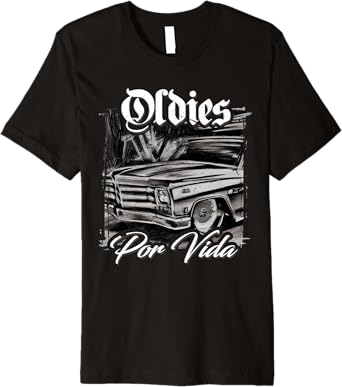 Oldies Por Vida Vintage Car Lowrider Mexican Chicano Premium Men T-Shirt
