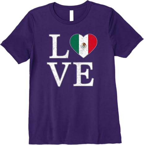 Mexico Love Mexican Flag Heart Vintage Look Premium Women T-Shirt