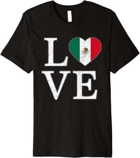 Mexico Love Mexican Flag Heart Vintage Look Premium Men T-Shirt