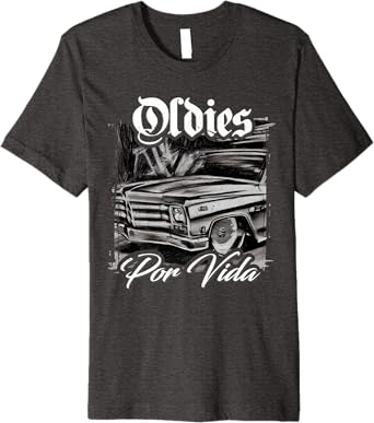 Oldies Por Vida Vintage Car Lowrider Mexican Chicano Premium Men T-Shirt