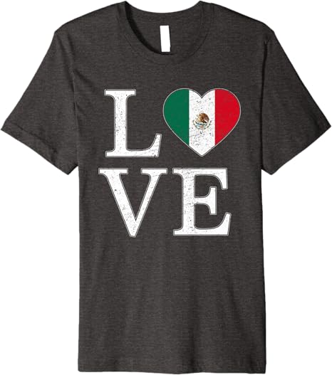 Mexico Love Mexican Flag Heart Vintage Look Premium Men T-Shirt
