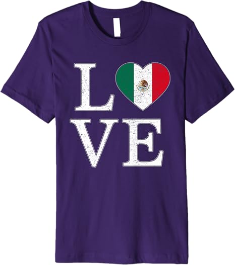 Mexico Love Mexican Flag Heart Vintage Look Premium Men T-Shirt