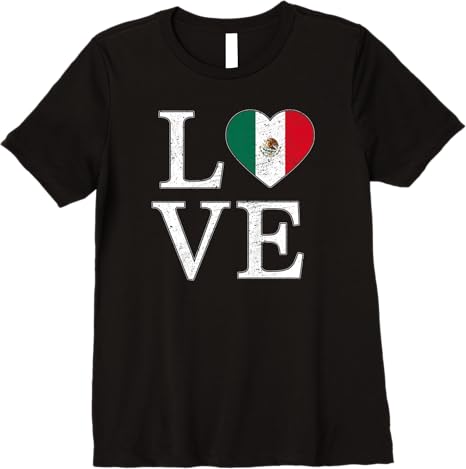 Mexico Love Mexican Flag Heart Vintage Look Premium Women T-Shirt