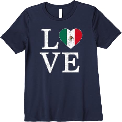 Mexico Love Mexican Flag Heart Vintage Look Premium Women T-Shirt