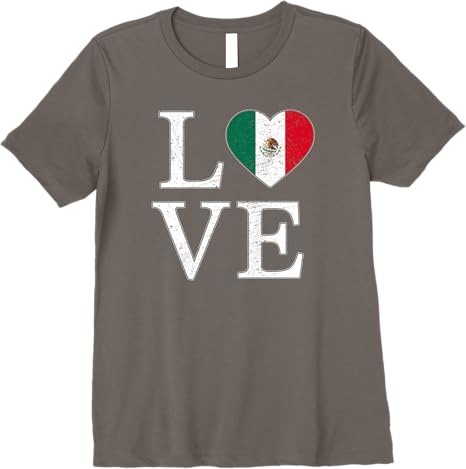 Mexico Love Mexican Flag Heart Vintage Look Premium Women T-Shirt