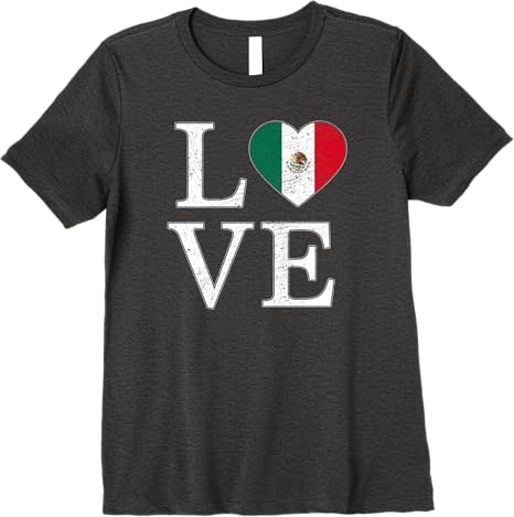 Mexico Love Mexican Flag Heart Vintage Look Premium Women T-Shirt