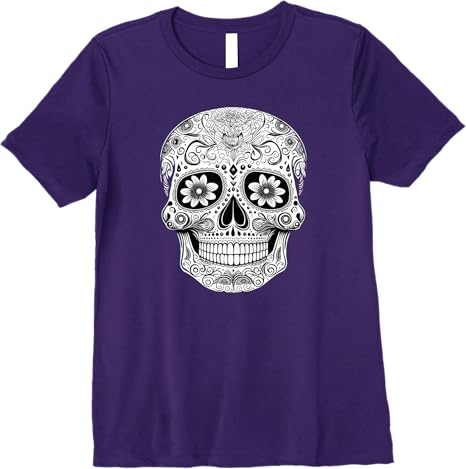 Floral Mexican Sugar Skull Day of the Dead Premium Women T-Shirt