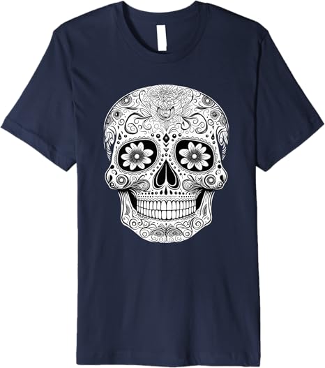 Floral Mexican Sugar Skull Day of the Dead Premium Men T-Shirt