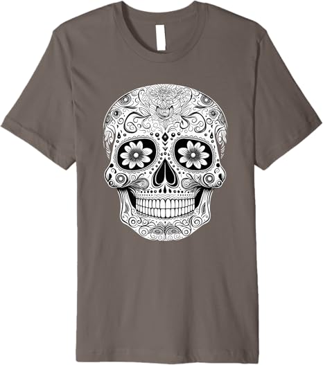 Floral Mexican Sugar Skull Day of the Dead Premium Men T-Shirt