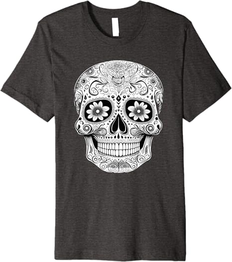 Floral Mexican Sugar Skull Day of the Dead Premium Men T-Shirt