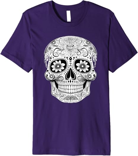 Floral Mexican Sugar Skull Day of the Dead Premium Men T-Shirt