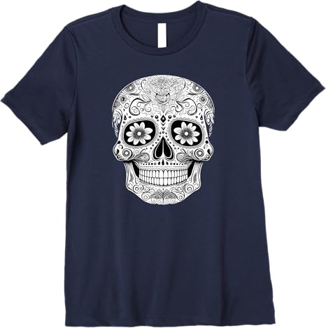 Floral Mexican Sugar Skull Day of the Dead Premium Women T-Shirt