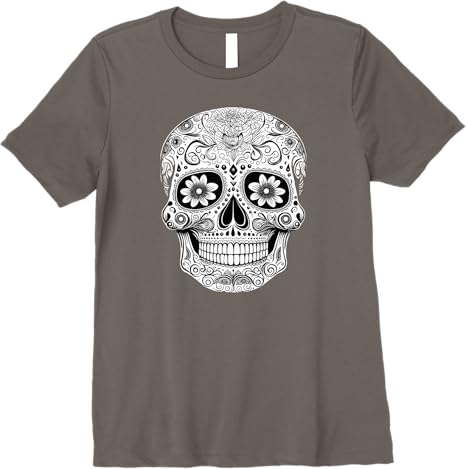 Floral Mexican Sugar Skull Day of the Dead Premium Women T-Shirt
