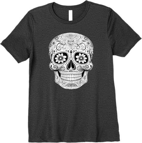 Floral Mexican Sugar Skull Day of the Dead Premium Women T-Shirt