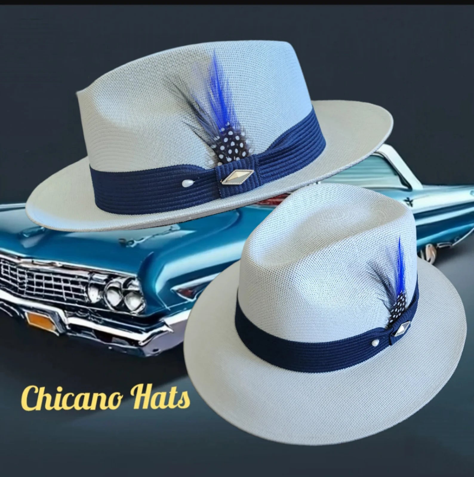 Goldline White Viejo with Navy Blue Band - Flip Down or Up