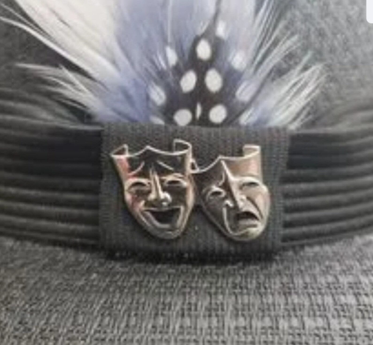 Smile Now Cry Later Lapel Pin – Silver Theatrical Mask Accessory