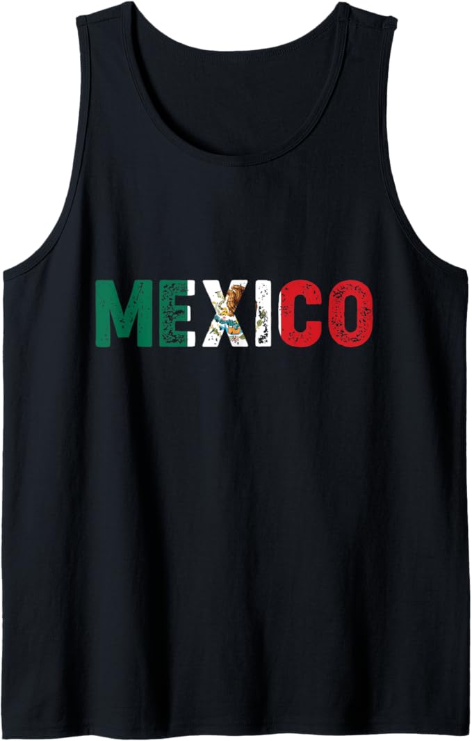 Mexico Vintage Letters Mexican Flag Bandera Mexicana Men Tank Top