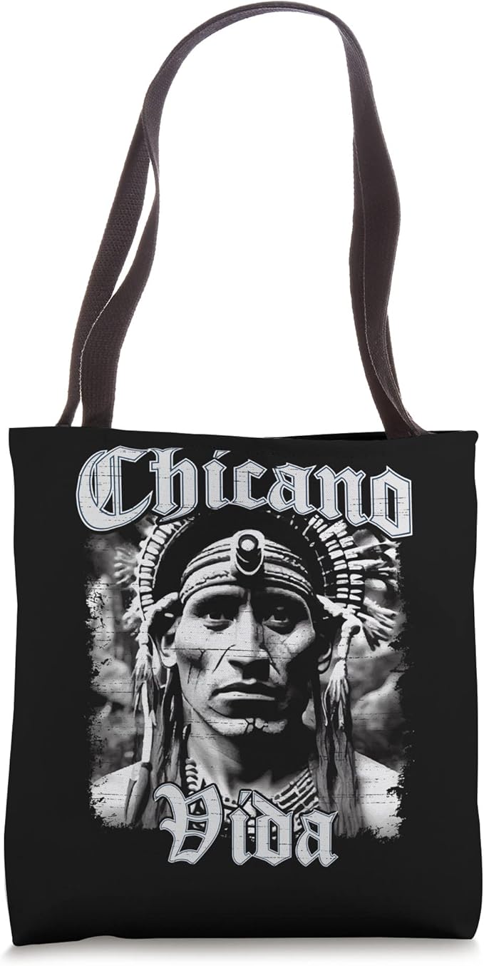 Chicano Vida Vintage Aztec Native American Mexican Tote Bag - Boho Style