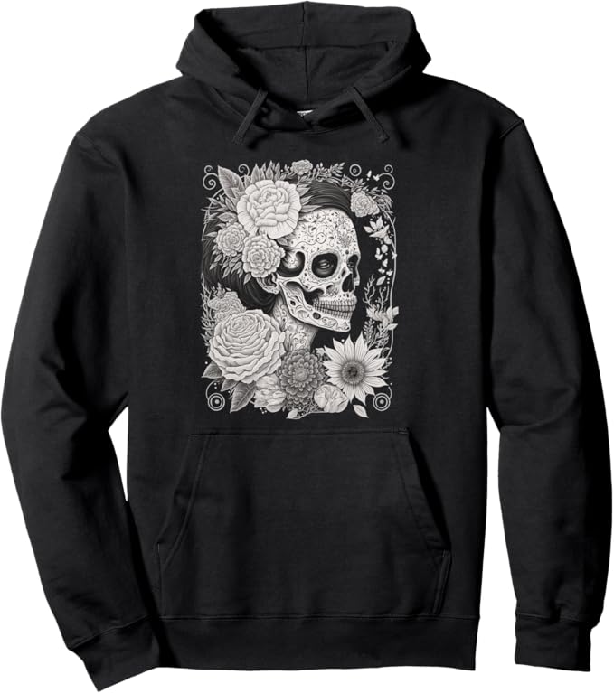 Catrina Sugar Skull Calaveras Hoodie - Dia De Los Muertos Mexico Pullover