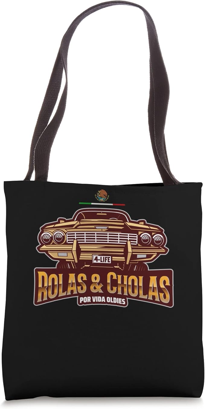 Rolas & Cholas Por Vida Oldies Mexican Lowrider Hombre Tote Bag - Stylish & Durable