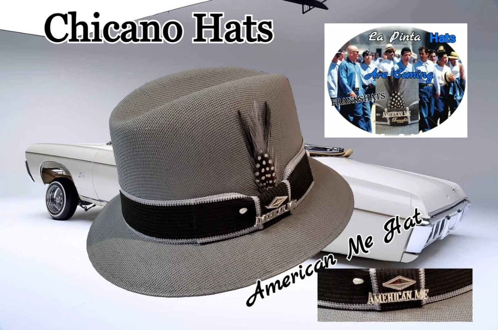 American Me La Pinta Dark Gray Lowrider Derby Fedora Hat