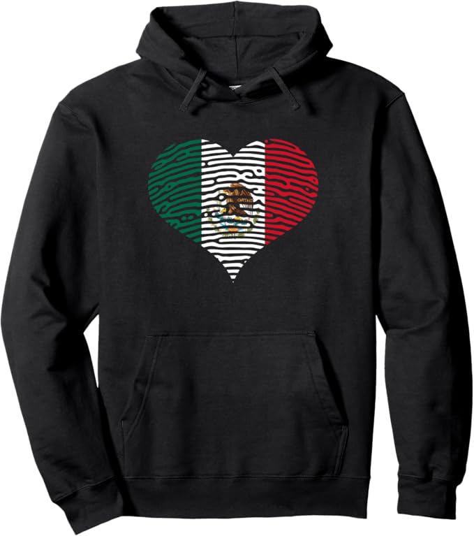 DNA Mexican Bandera Corazón Heart Mexican Flag Pullover Hoodie