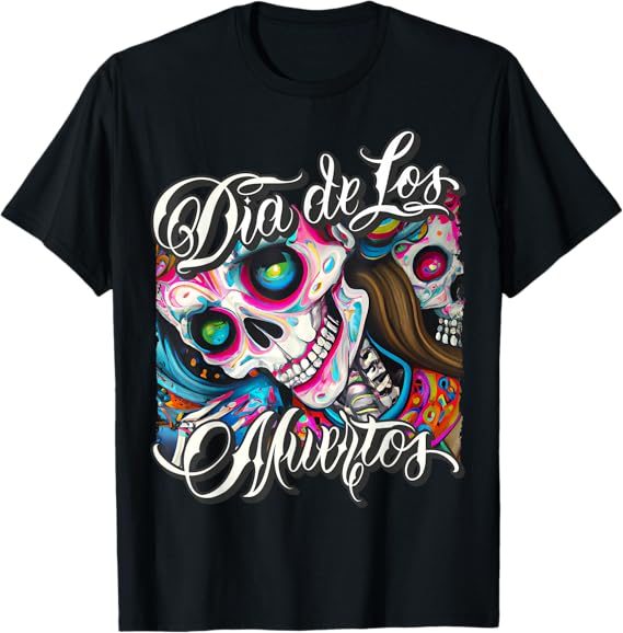 Colorful Catrina Skull Men T-Shirt – Mexican Dia de los Muertos Calaveras Design