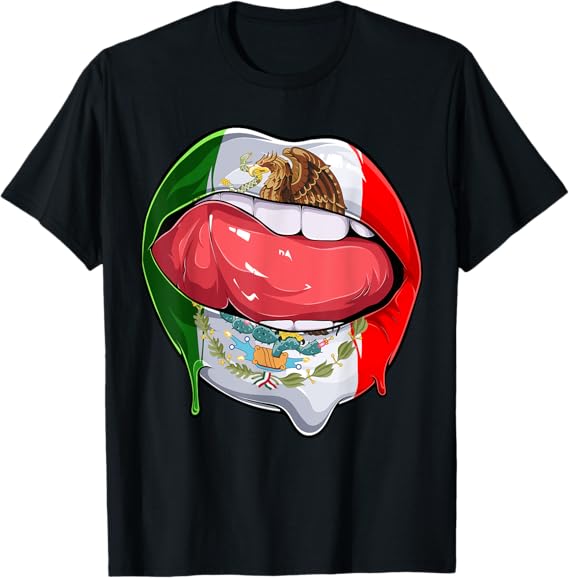 Mexico Flag Lips Men T-Shirt – Stylish Mexican Bandera Lips Design