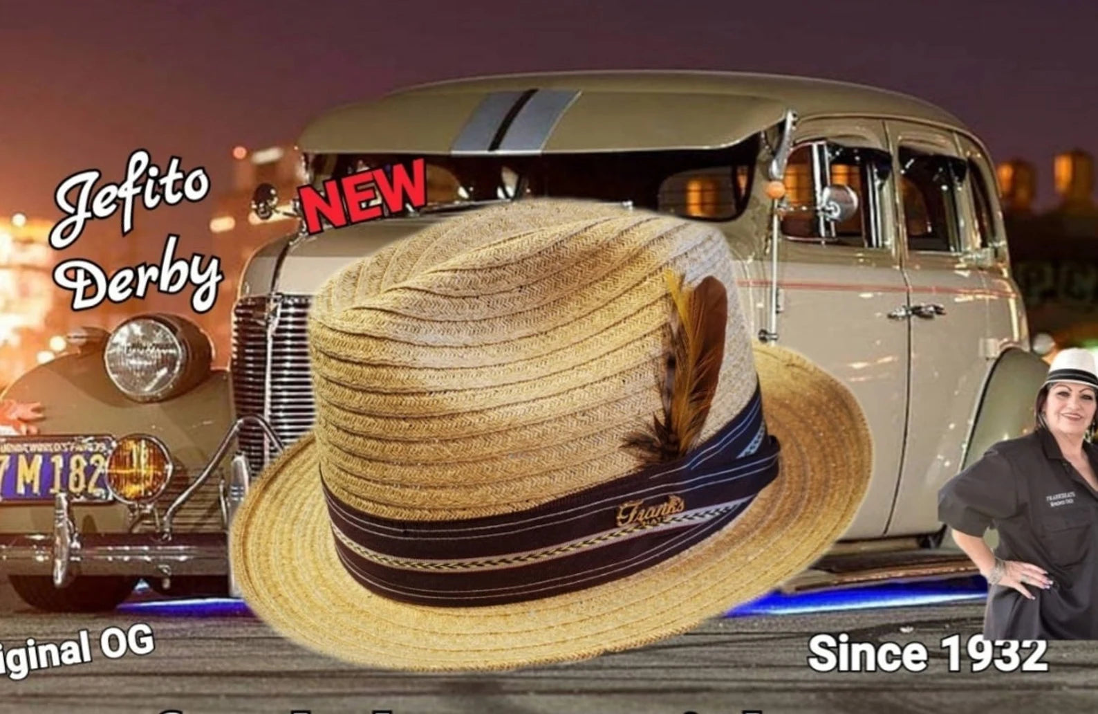 KidFrost Genuine Milan Tan Derby Fedora Hat - Stylish and Authentic