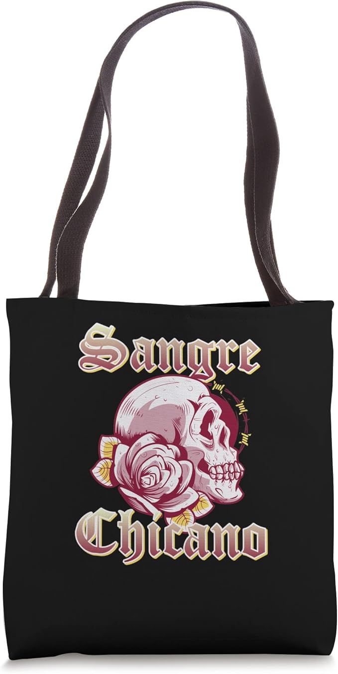 Sangre Chicano Vintage Retro Mexican Skull Hombre Tote Bag - Stylish & Unique Design