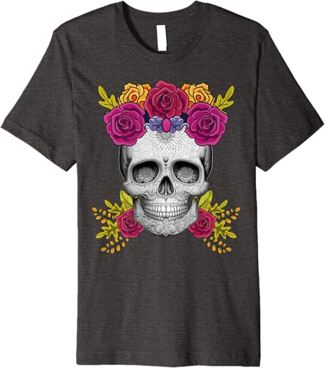 Premium Dia de los Muertos Sugar Skull T-Shirt – Mexican Day of the Dead Design