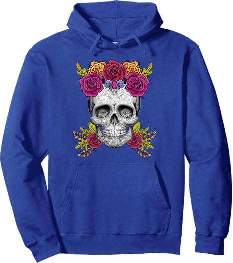 Mexican Sugar Skull Dia de los Muertos Pullover Hoodie – Day of the Dead Apparel