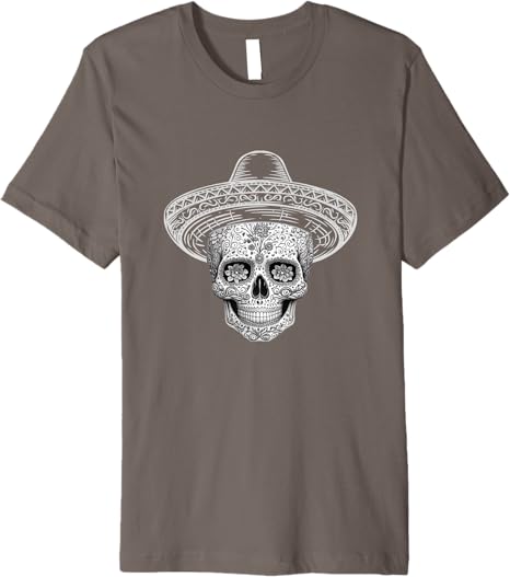 Mexican Sugar Skull Sombrero Day of the Dead Calaveras Premium Men T-Shirt
