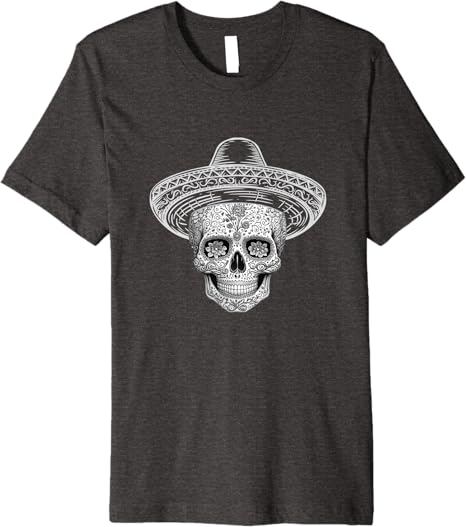 Mexican Sugar Skull Sombrero Day of the Dead Calaveras Premium Men T-Shirt